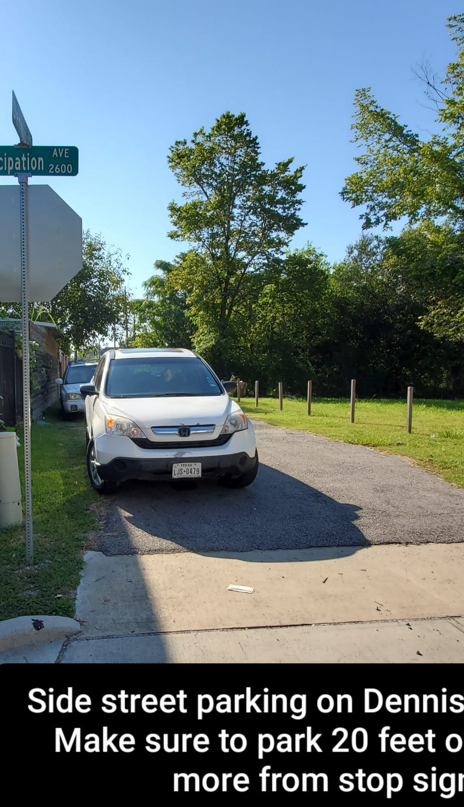 Side Street Parking on Dennis Make sure to park 20 feet